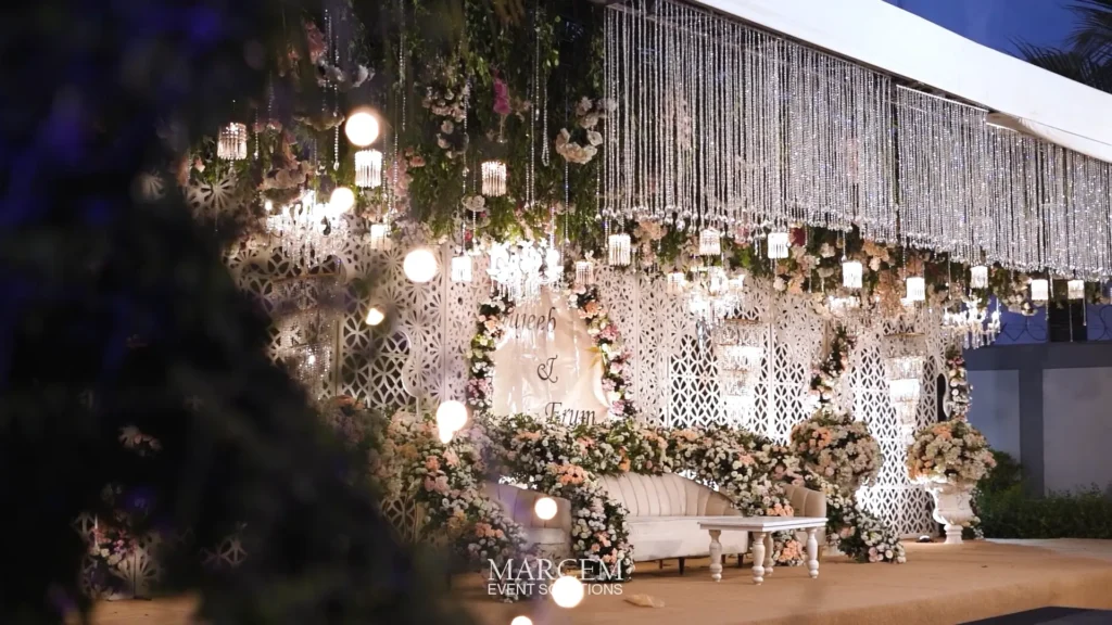 Elegant wedding venue decoration with floral arrangements by Mumtaz Decoration in Peshawar